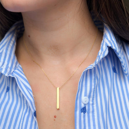 Sidabrinis auksuotas pakabukas "Stick Necklace" su grandinėle