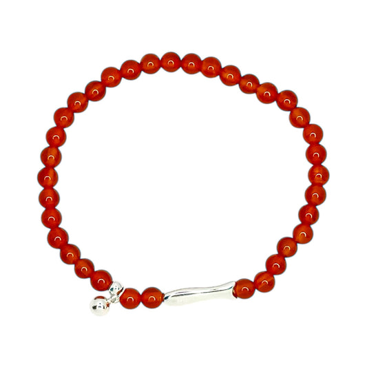 Sidabrinė apyrankė su raudonais burbuliukais