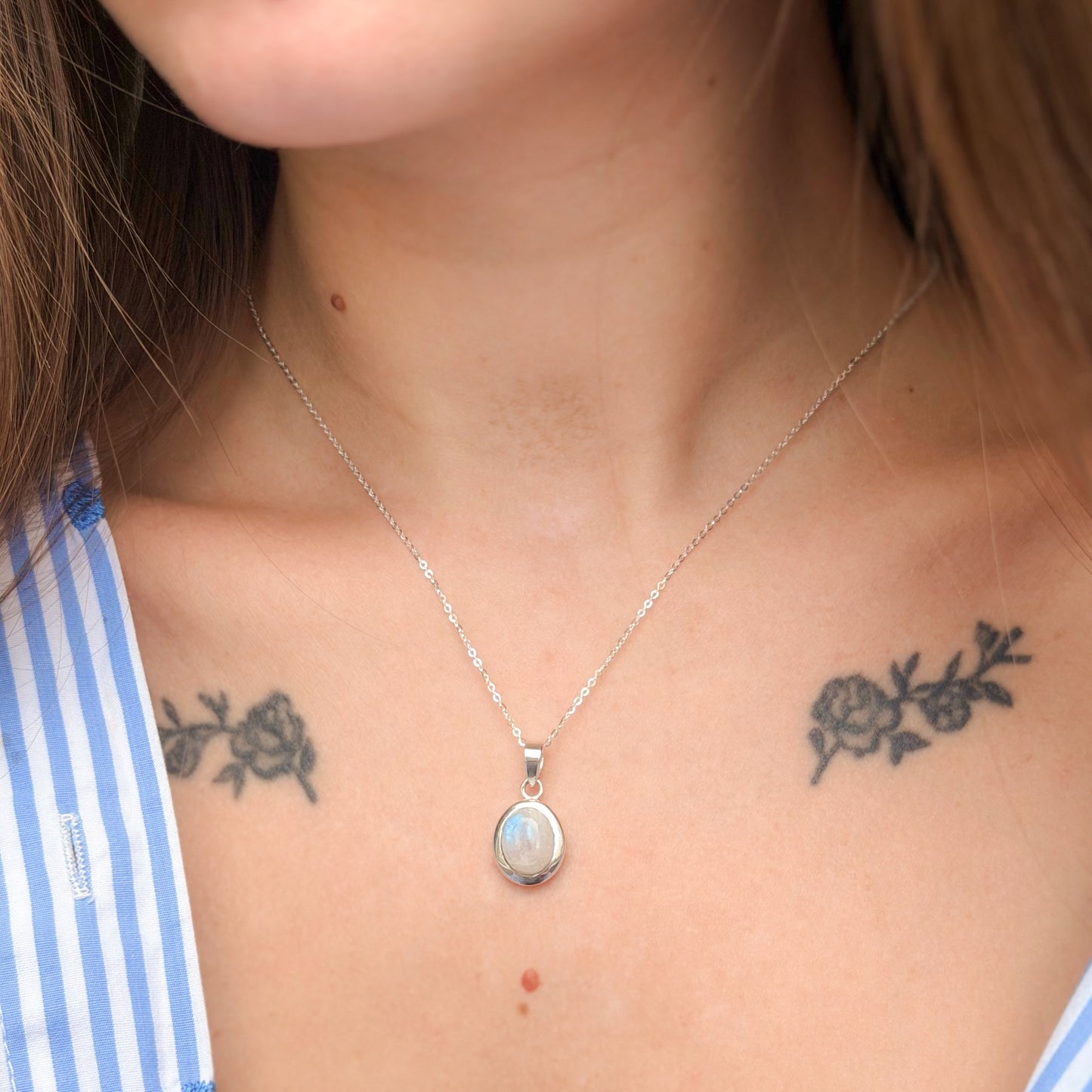 Sterling Silver Moonstone Pendant Necklace