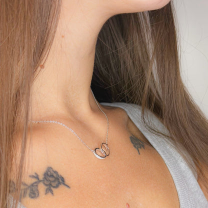Sterling Silver Rhodium Plated Linking Ring Necklace