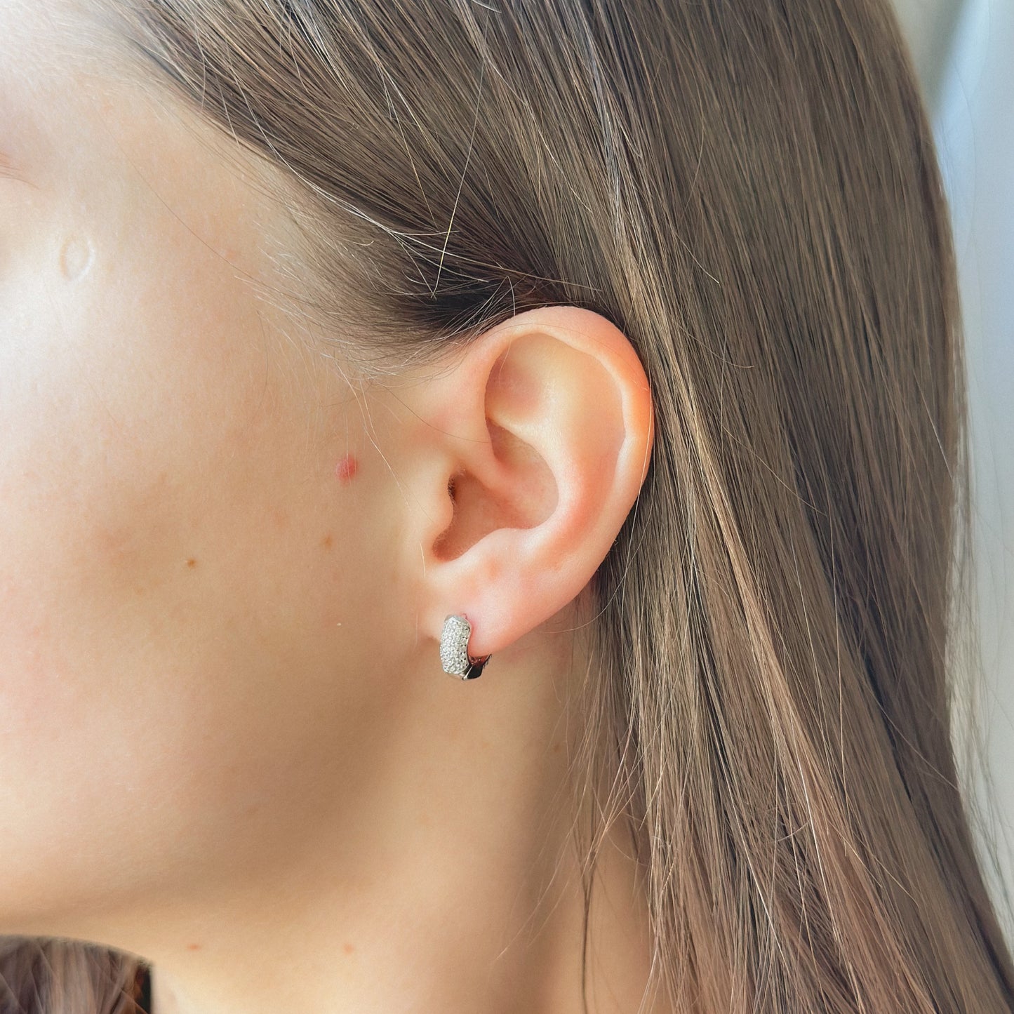 Sterling Silver Rhodium Plated 12 mm CZ Hoops