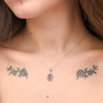 Sterling Silver Garnet Pendant Necklace