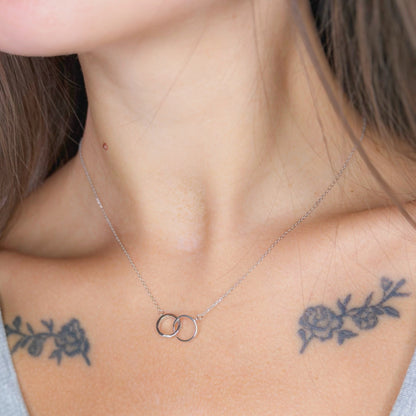 Sterling Silver Rhodium Plated Linking Ring Necklace