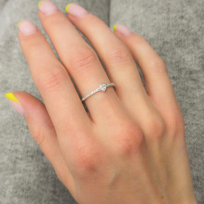 Sterling Silver Rhodium Plated Rhombus CZ Ring