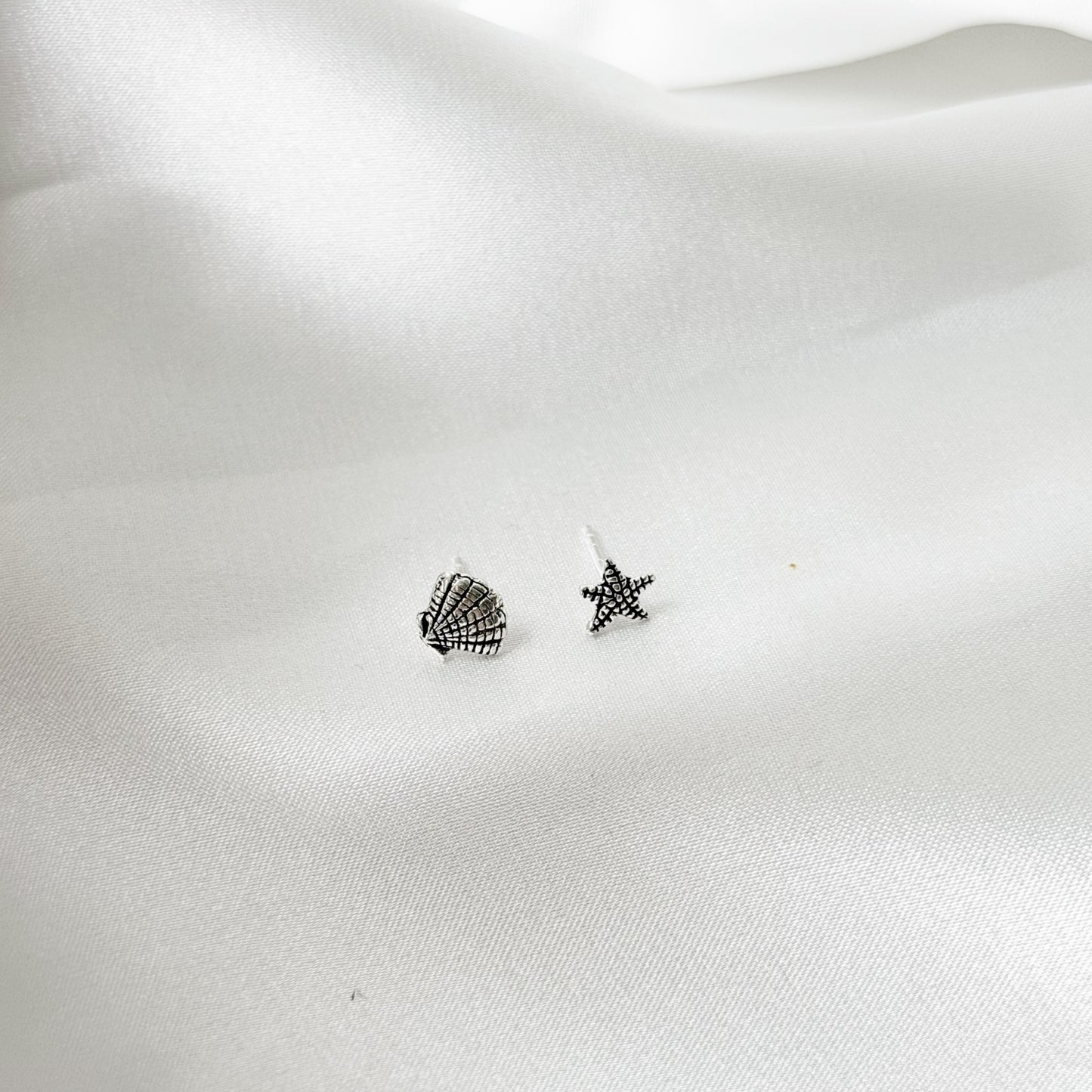 Sidabriniai auskarai „Shell & Star“