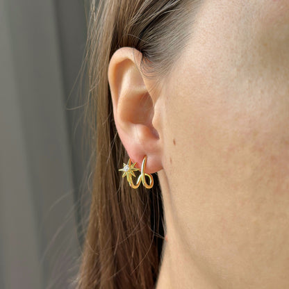 Sidabriniai auskarai su žvaigždutėmis