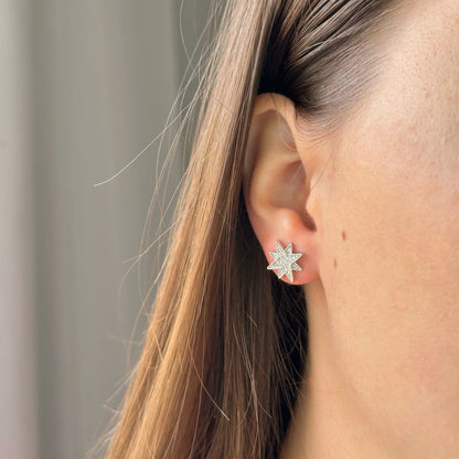 Sidabrinės žvaigždutės su cirkoniais