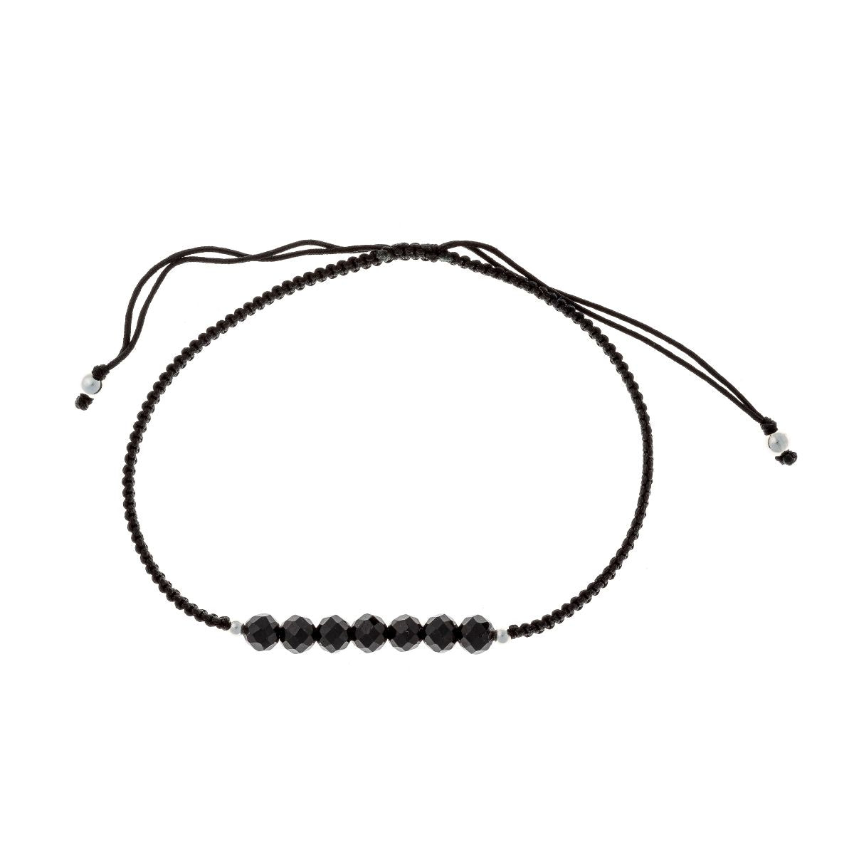 Siūlo apyrankė su juodojo spinelio akmenukais