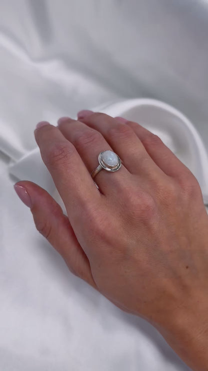 Sterling Silver Oval Moonstone Ring