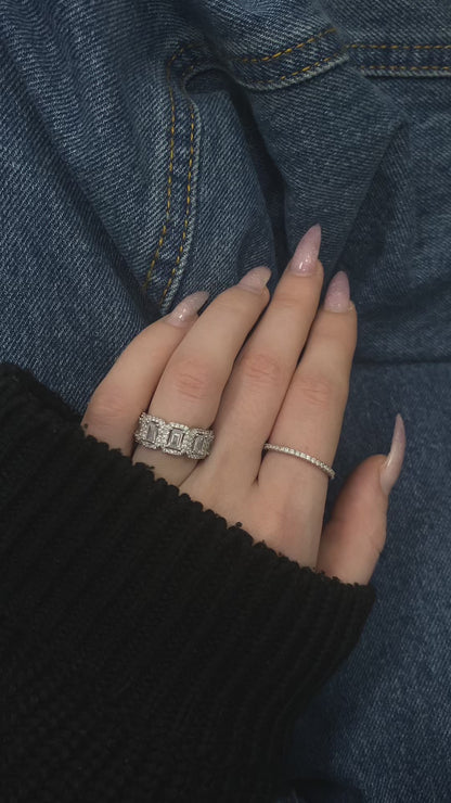 Sterling Silver Square CZ Band Ring