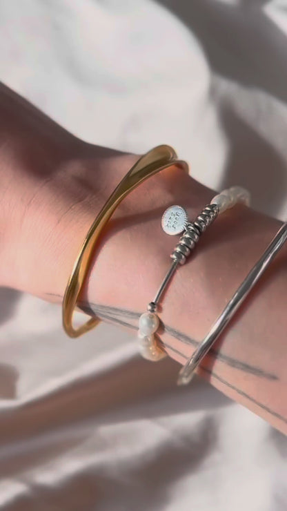 Perlai ¦ sidabrinė apyrankė su tikrais perlais "Good Luck"