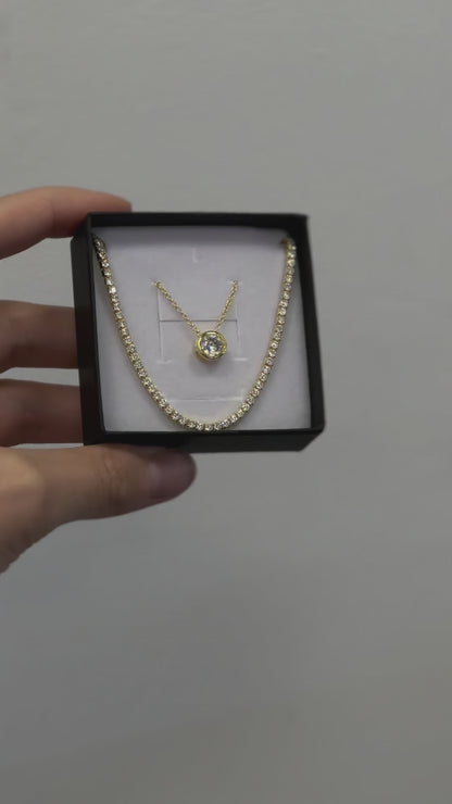 Sidabrinė auksuota kolje Tennis su cirkoniais