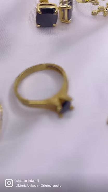 Sidabrinis auksuotas reguliuojamo dydžio žiedelis