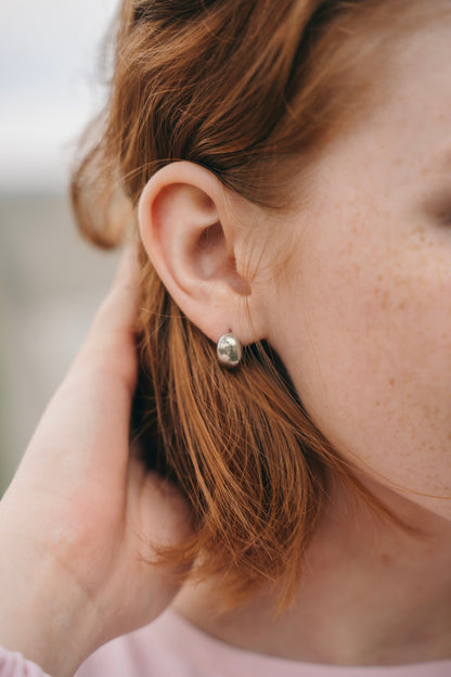 Sterling Silver Matte Stud Earrings