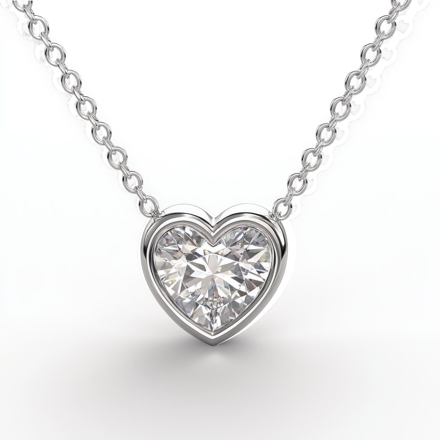 Sidabrinė rodžiuota širdelė su cirkoniu ir grandinėle