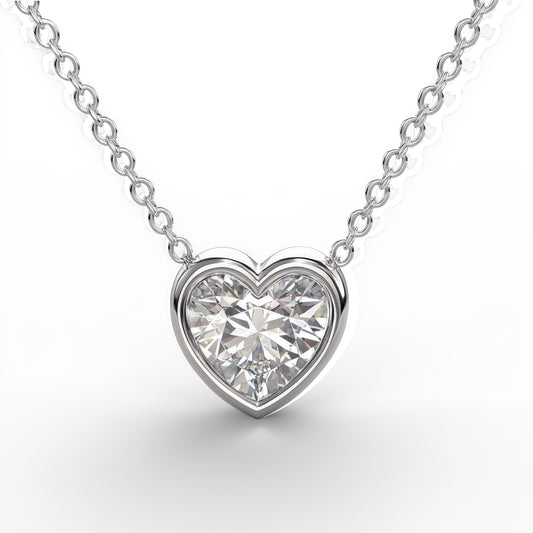 Sidabrinė rodžiuota širdelė su cirkoniu ir grandinėle