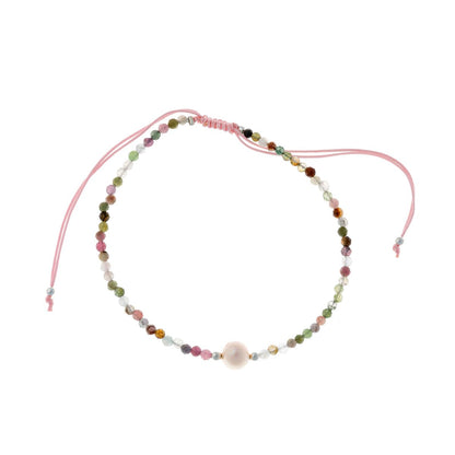 Siūlo apyrankė su perlu ir turmalino akmenukais