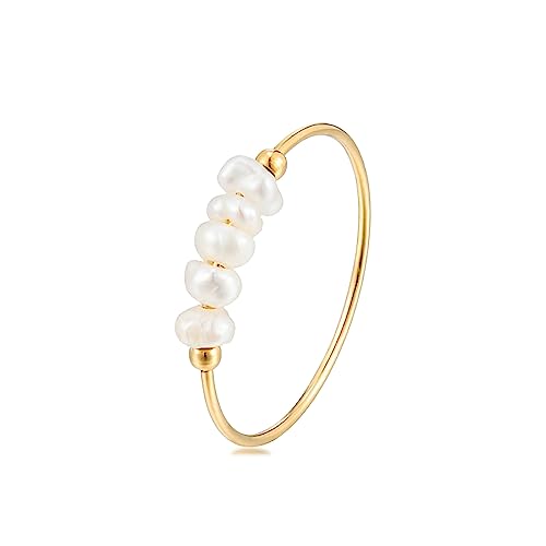 Auksuotas žiedas su tikrais perliukais